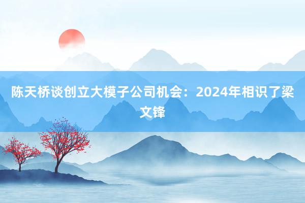陈天桥谈创立大模子公司机会：2024年相识了梁文锋