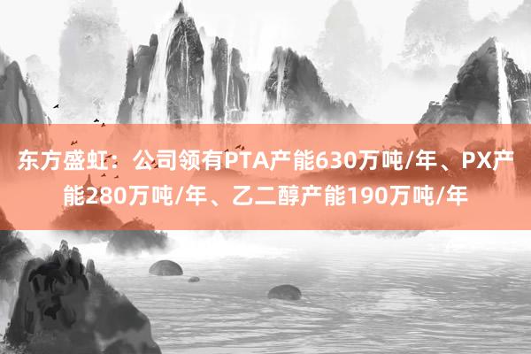 东方盛虹：公司领有PTA产能630万吨/年、PX产能280万吨/年、乙二醇产能190万吨/年