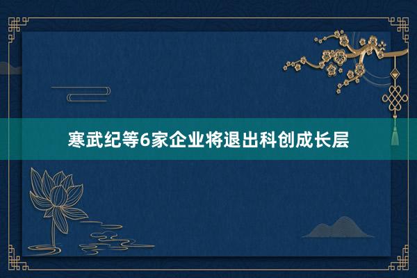 寒武纪等6家企业将退出科创成长层