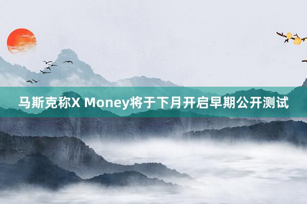 马斯克称X Money将于下月开启早期公开测试