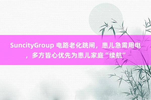 SuncityGroup 电路老化跳闸，患儿急需用电，多方皆心优先为患儿家庭“续航”