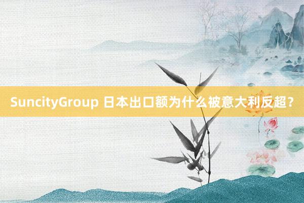 SuncityGroup 日本出口额为什么被意大利反超？