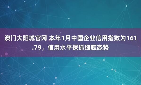 澳门大阳城官网 本年1月中国企业信用指数为161.79，信用水平保抓细腻态势