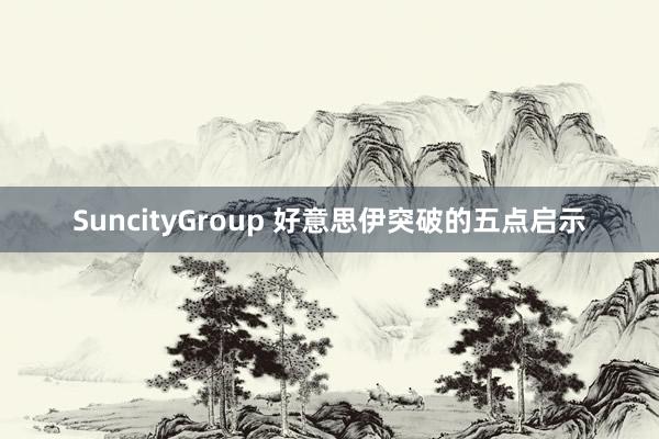SuncityGroup 好意思伊突破的五点启示