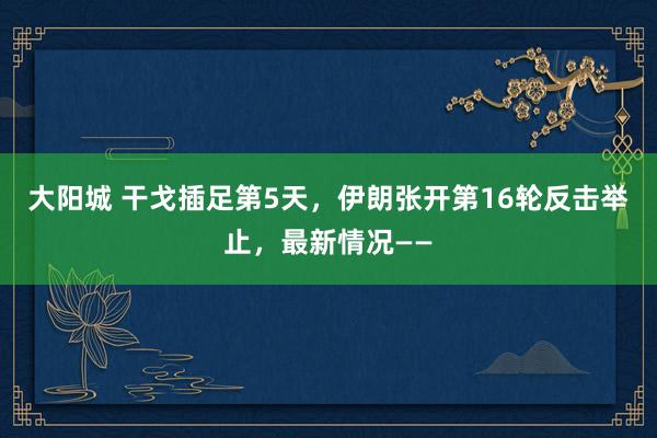 大阳城 干戈插足第5天，伊朗张开第16轮反击举止，最新情况——