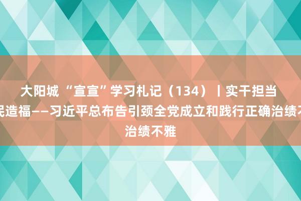 大阳城 “宣宣”学习札记（134）丨实干担当 为民造福——习近平总布告引颈全党成立和践行正确治绩不雅
