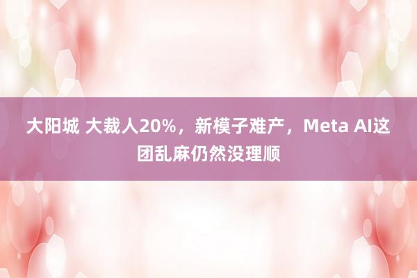大阳城 大裁人20%，新模子难产，Meta AI这团乱麻仍然没理顺