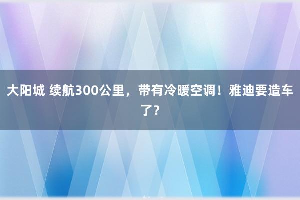 大阳城 续航300公里，带有冷暖空调！雅迪要造车了？
