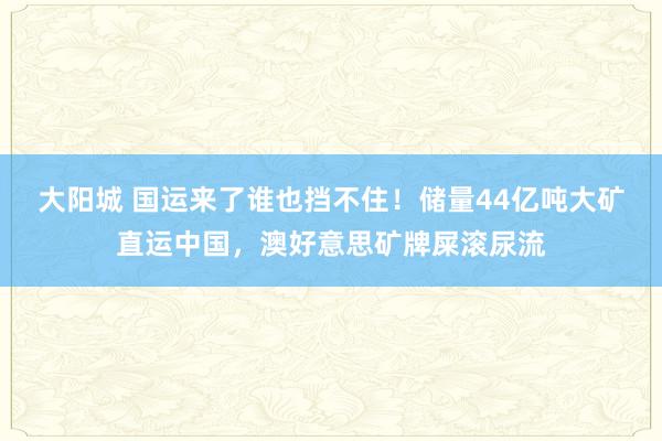 大阳城 国运来了谁也挡不住！储量44亿吨大矿直运中国，澳好意思矿牌屎滚尿流
