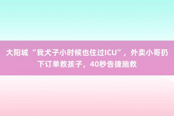 大阳城 “我犬子小时候也住过ICU”，外卖小哥扔下订单救孩子，40秒告捷施救