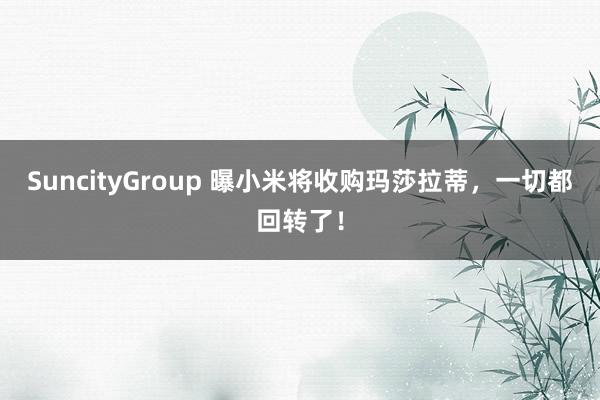 SuncityGroup 曝小米将收购玛莎拉蒂，一切都回转了！
