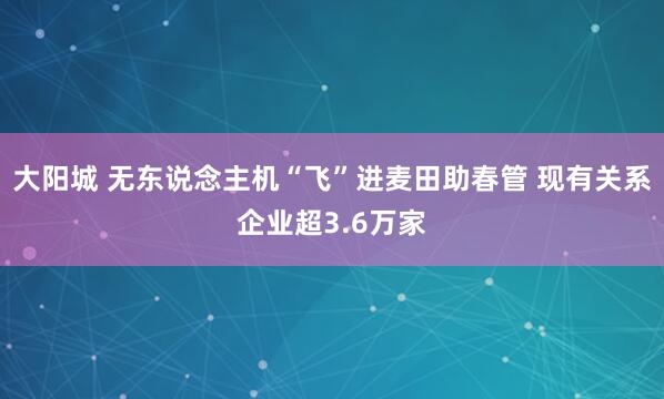大阳城 无东说念主机“飞”进麦田助春管 现有关系企业超3.6万家
