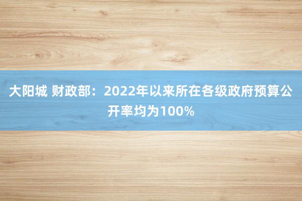 大阳城 财政部：2022年以来所在各级政府预算公开率均为100%