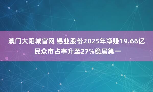 澳门大阳城官网 锡业股份2025年净赚19.66亿 民众市占率升至27%稳居第一