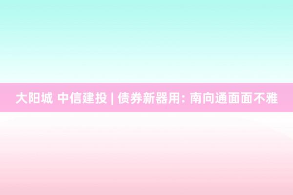 大阳城 中信建投 | 债券新器用: 南向通面面不雅