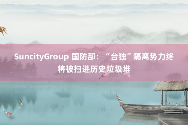 SuncityGroup 国防部：“台独”隔离势力终将被扫进历史垃圾堆