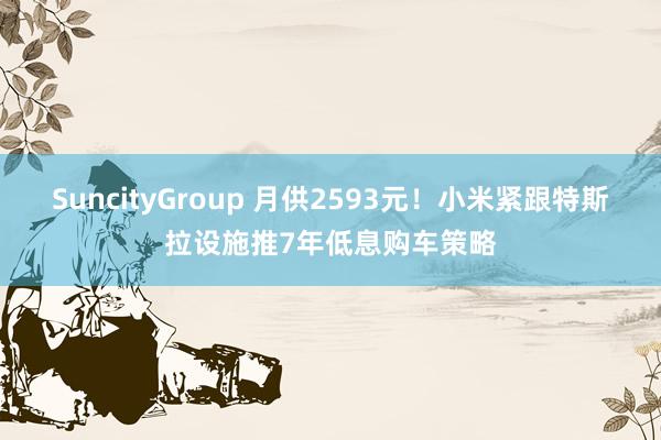 SuncityGroup 月供2593元！小米紧跟特斯拉设施推7年低息购车策略