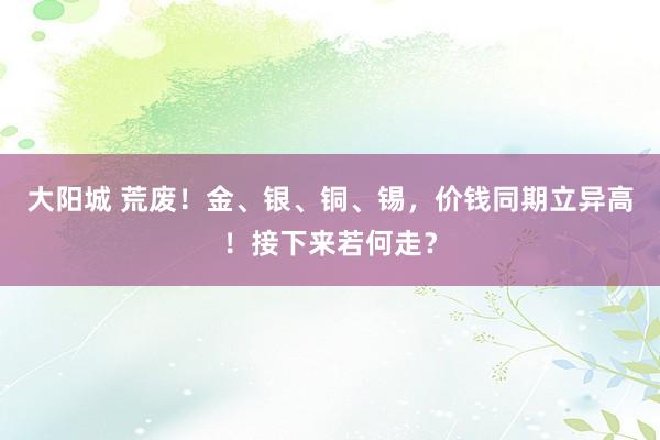 大阳城 荒废！金、银、铜、锡，价钱同期立异高！接下来若何走？