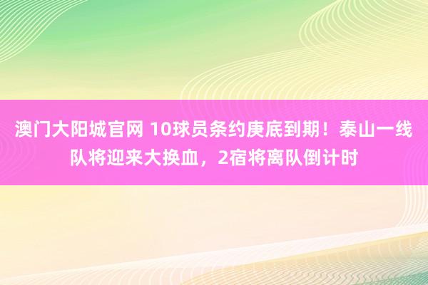 澳门大阳城官网 10球员条约庚底到期！泰山一线队将迎来大换血，2宿将离队倒计时