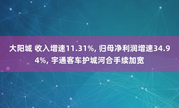 大阳城 收入增速11.31%， 归母净利润增速34.94%， 宇通客车护城河合手续加宽
