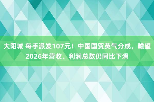 大阳城 每手派发107元！中国国贸英气分成，瞻望2026年营收、利润总数仍同比下滑