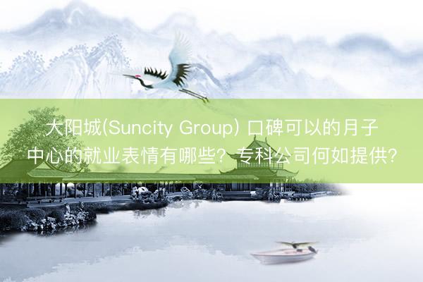 大阳城(Suncity Group) 口碑可以的月子中心的就业表情有哪些？专科公司何如提供？