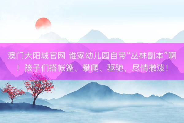 澳门大阳城官网 谁家幼儿园自带“丛林副本”啊！孩子们搭帐篷、攀爬、驱驰，尽情撒泼！