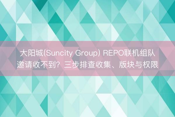 大阳城(Suncity Group) REPO联机组队邀请收不到？三步排查收集、版块与权限