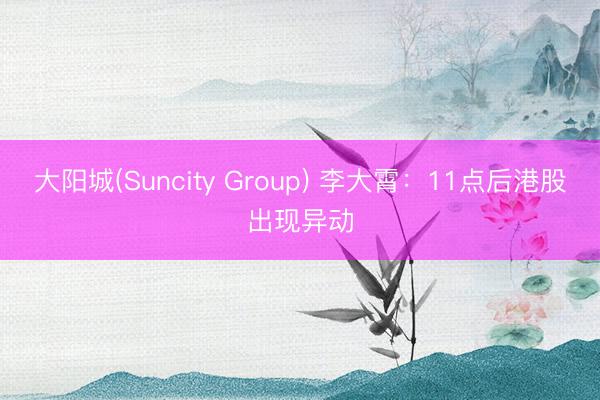 大阳城(Suncity Group) 李大霄：11点后港股出现异动