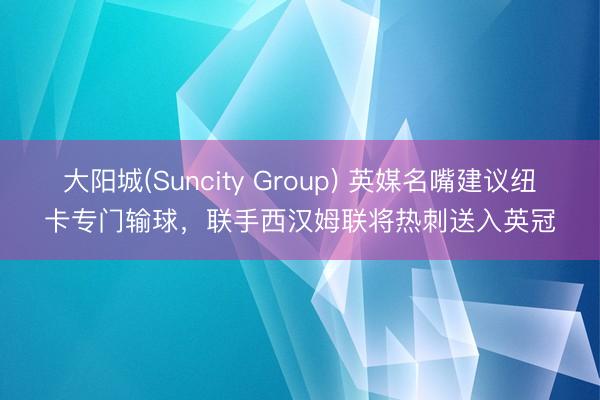 大阳城(Suncity Group) 英媒名嘴建议纽卡专门输球，联手西汉姆联将热刺送入英冠