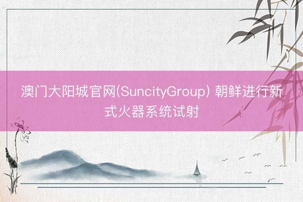 澳门大阳城官网(SuncityGroup) 朝鲜进行新式火器系统试射