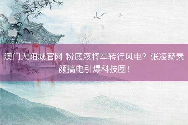 澳门大阳城官网 粉底液将军转行风电？张凌赫素颜搞电引爆科技圈！
