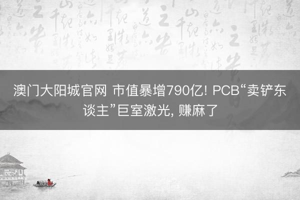 澳门大阳城官网 市值暴增790亿! PCB“卖铲东谈主”巨室激光， 赚麻了
