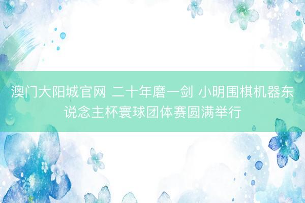 澳门大阳城官网 二十年磨一剑 小明围棋机器东说念主杯寰球团体赛圆满举行