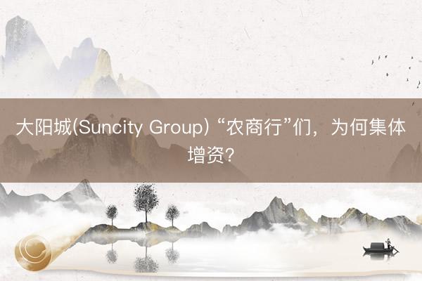 大阳城(Suncity Group) “农商行”们，为何集体增资？