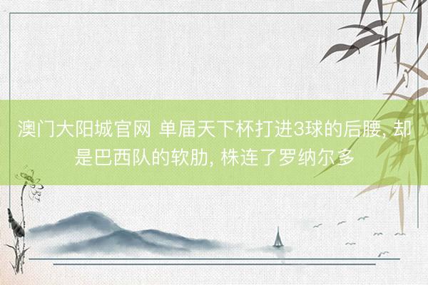 澳门大阳城官网 单届天下杯打进3球的后腰, 却是巴西队的软肋, 株连了罗纳尔多